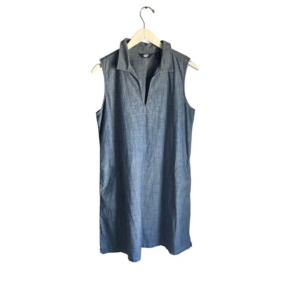 Lands' End Dresses & Skirts - Lands' End Chambray Sleeveless Dress Nautical Preppy 100% Cotton Minimalist sz M